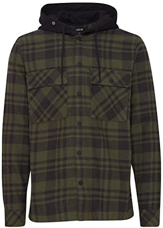 !Solid SDZachary Overshirt Herren Übergangsjacke Jacke Überhemd Hemdjacke Karierte Wollige Optik Brusttaschen Hochwertige Baumwoll-Qualität mit Kapuze, Größe:M, Farbe:Deep Depths (190413)