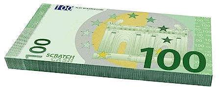 Scratch Cash Euro - 100 Banconote Finte da 100€, Fac-Simile Euro, Dimensioni Reali