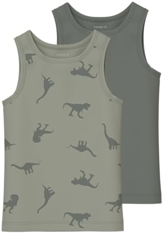Name IT Jungen Nmmtank Top 2p Agave Green Dino Noos Unterhemd (2er Pack)