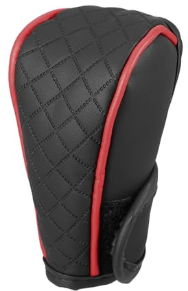 Partuto Schaltknauf Abdeckung Schwarz Rot 1 Stück Universal Kunstleder | Groesse: 11,3x5,4 cm (LxB), Wasserdicht, Kratzfest, Gute Daempfung, Langlebig, Einfache Montage, Massabweichung Ca. 1-2 cm