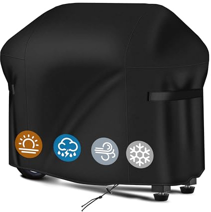Vniyors BBQ Grillabdeckung, Weber Grill Abdeckung, Grillabdeckung Wetterfest ReißFest, Mehrere Designs Geeignet FüR Verschiedene Typen Grill Abdeckhaube（132×66×109cm）-Schwarz