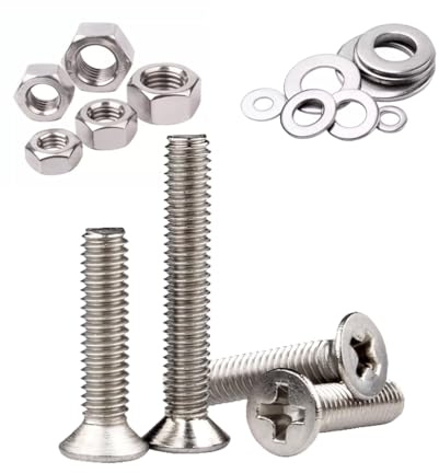 Foyoram Tornillos avellanados UNF con ranura en cruz, acero inoxidable, 30 unidades, tornillos combinados, rosca 10#-32, tornillos de máquina con ranura en cruz, tuercas planas ANSI/ASME B18.6.3