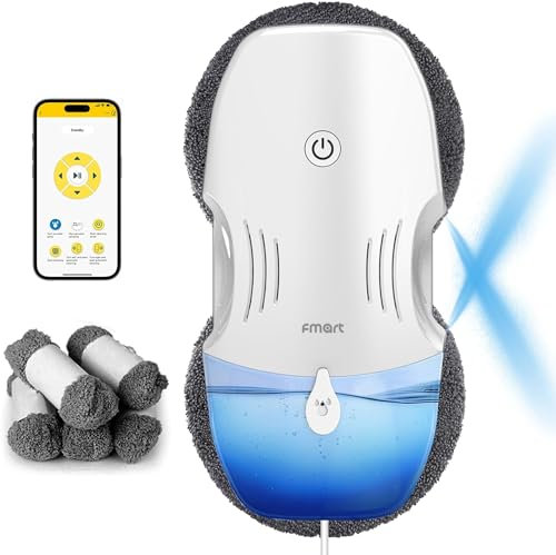 Fmart Robot de limpieza de ventanas automático con spray ultrasónico y control remoto para interiores y exteriores, para edificios altos, ventanas y techos (T10)