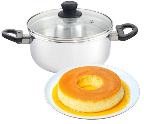 IMUSA 8in Small Aluminum Flan Double Boiler Baño Maria with Lid, 3Qt Dessert Pot for Flan, Custards, Pudding and Traditional Latin Recipes