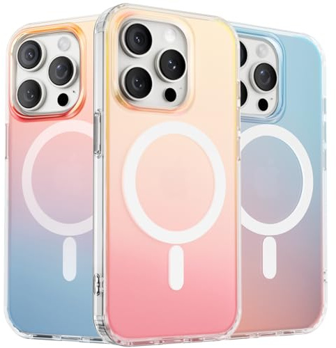 ORNARTO Hue für iPhone 15 Pro Hülle für MagSafe, Farbwechsel, Abendrot | Irisierender Farbwechsel, Regenbogen Look, Fluoreszierende Farbverlauf, Kratz- und Stoßfest, Perfekt für Sommer/Reise/Meer
