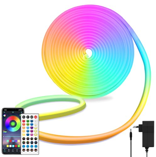 segrass LED neon Lights Strip,DC 24V 5M RGB LED neon Light Strip | APP Fernbedienungen Steuerung Flexible Waterproof Neon LED Strip Lights for Bedroom,Spielzimmer,Outdoors Décor