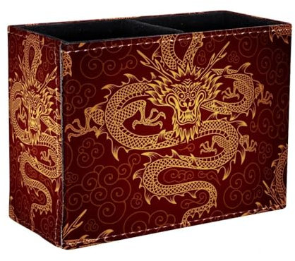 Eslifey Stifthalter, quadratischer Stifthalter für Schreibtisch, Goldene Drachen, Stiftebecher, Make-up-Pinselhalter, Ständer, Display, Schreibtisch, Schreibwaren, Organizer für Zuhause, Büro, Schule