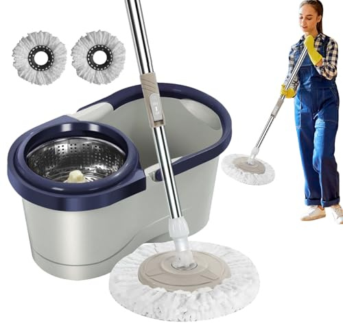 Set Clean Twist Disc Mop Ergo Lave Sol, Set Clean Twist M Ergo, Seau essoreur et Balai à Plat essorage Facile, vadrouille Spinn pour Le Nettoyage des sols, Seau de vadrouille en Microfibre
