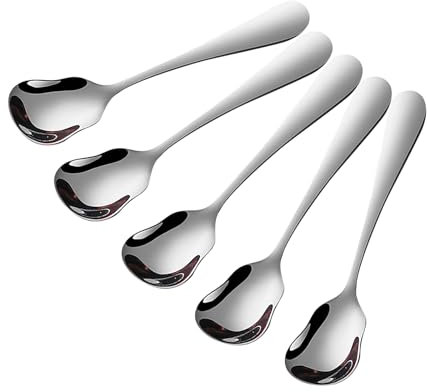 TAORANJU Cucharillas de café, 5 cucharas de café de acero inoxidable, cucharas de helado, cucharas de postre, cucharas de té, vajilla creativa para batido de leche, café con leche, yogur, pudín