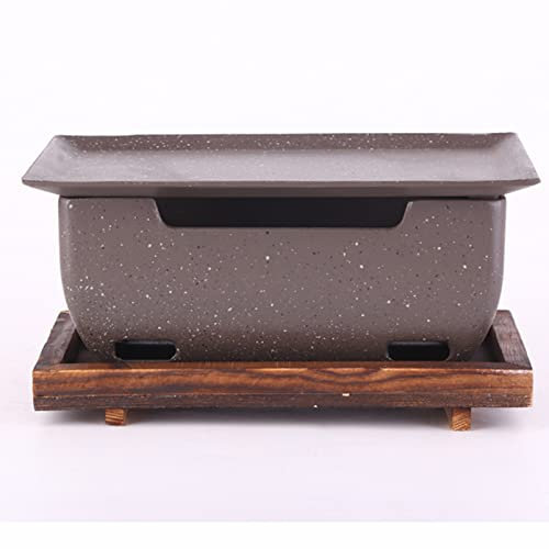 UHJKLA Poêle à Alcool Multifonctionnel au Charbon de Bois, Gril de Table Yakitori avec Base en Bois et Support de Carburant, Gril Hibachi en Fonte d'aluminium de Style coréen p