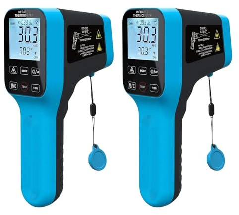 2PCS Infrared Thermometer Gun Rechargeable, -58℉~2912℉ High Temp Laser Industrial Thermometer, D:S=30:1 Touch Button Waterproof Pyrometer, Digital IR Temperature Gauge with Type-C Port (NOT for Human)