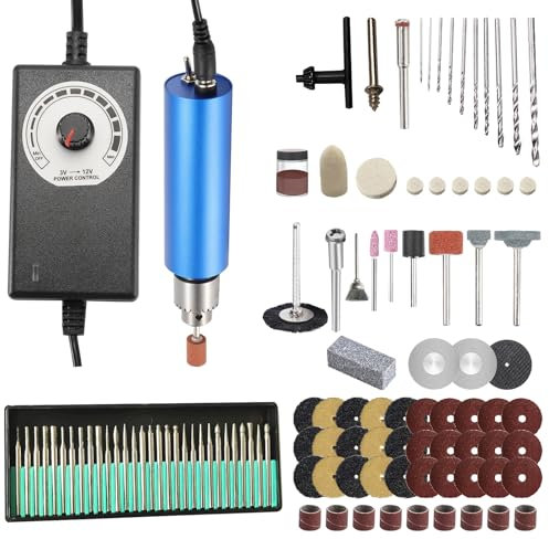 Kit de perceuse électrique manuelle de 0,8 à 3 mm, kit de polissage en résine avec 10 forets HSS, meule pour bricolage, sculpture sur bois, fabrication de bijoux