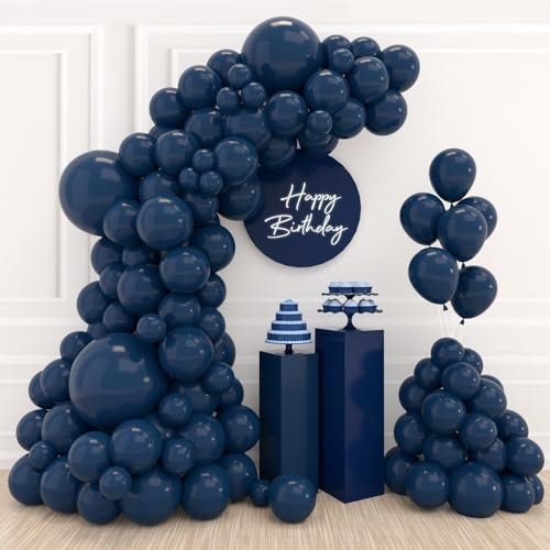 Palloncini Blu Navy, 110 Palloncini Compleanno Blu Scuro, Kit Arco Palloncini Compleanno Blu Navy, Ghirlanda Palloncini Blu per Festa Baby Shower Decorazioni(Palloncini Blu Navy18/12/10/5 Pollici)