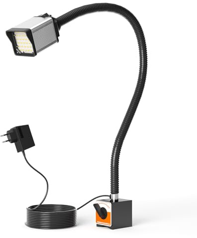 28 LEDs magnetisches Licht, 1320 Lumen 120V flexibles Schwanenhals-Arbeitslicht mitjustierbarer magnetischer Basis fur CNC,Frasbohrer Presse NahmaschineIndustriebeleuchtung (12W Magnetische Basis)