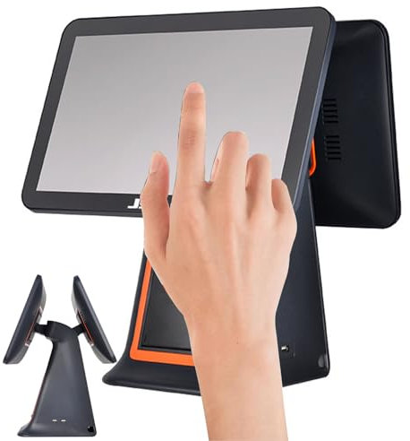 JJENXYYDS Smart Caisse enregistreuse Tactile, Machine Tout-en-Un à Double écran, écran Tactile 15,6,imprimante Thermique 58 mm, Angle réglable pour la Vente au détail, Le Restaurant,Black