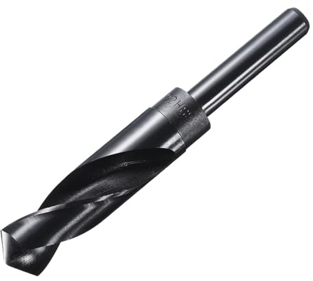 sourcing map 22mm Drill Bit 1/2 Reduced Shank 4341 High-Speed Steel | Twist HSS Nitriding Black 135° for Light-duty Soft Metal Aluminum Alloy Wood Plastic