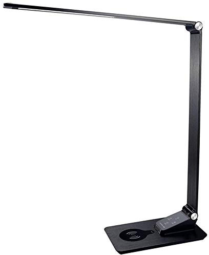 HXFFXHF Lámpara de Mesa Lámpara de Escritorio con Cargador inalámbrico, Carga USB, 5 Brillos y 3 Colores, lámpara de Mesa Ajustable para Oficina, Dormitorio o Dormitorio