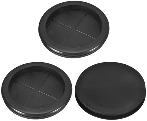 sourcing map 3Pcs Rubber Grommets 3-1/8 (80mm) Drill Hole, 2-3/4 (70mm) ID Single Sided Hole Plugs Ring Gasket for Firewall Cable Wire Protecting, Black