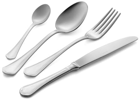 Eme P13ADS/TSAAR Servizio Posate Argentate 6 Coltello 6 Forchetta 6 Cucchiaio 6 Cucchiaino Modello Domus Stile Classico, Spessore 3.0 mm, Domus Sabbiato Argentato, Nichel Free