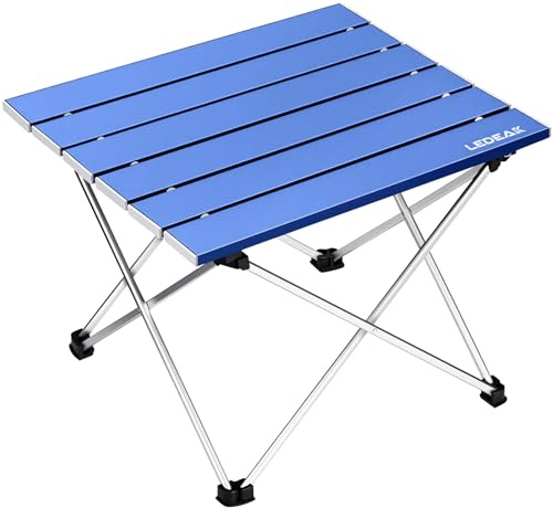 Ledeak Bärbart hopfällbart campingbord i aluminium, ultralätt med väska, lätt att bära, perfekt hopfällbart bord för camping, picknick, kök, trädgård, vandring, resor (havsblått
