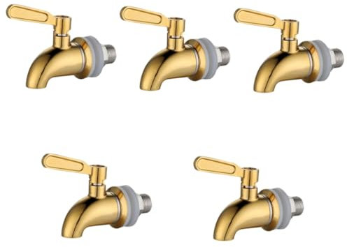 PRETYZOOM 5 Piezas Grifo de Barril Drink Dispenser Reutilizable Pararse enchufar barrilete gruñidor Control Grifo de cubeta Profesional Grifo de Bebida Profesional Acero Inoxidable Golden