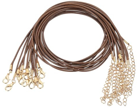 sourcing map 20pcs Waxed Necklace Cord Bulk, 18 Inches and 1.5mm Dia Necklace String Rope with Clasp for Pendants, Bracelets, Necklaces, Jewelry Making Beading Supplies,Deep Brown