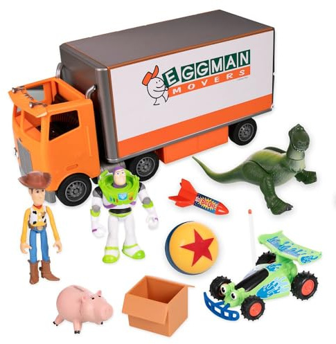 Disney Store Official Toy Story Moving Vehicles Playset - Eggman Moving Truck with Trailer, Andy's Room, Woody, Buzz Lightyear, Rex, RC and Hamm Plus Accessories