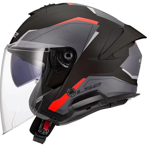 LS2, Jet-Motorradhelm VERSO II AIR Black Red, XL