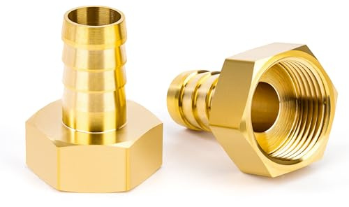 2 Pezzi Raccordo Portagomma in Ottone 25 mm x 1 Femmina, Adattatore Tubo Diritto a Barb per Giardino, Acqua, Aria, Olio, Gas & Carburante - Uso Industriale e Fai-da-Te