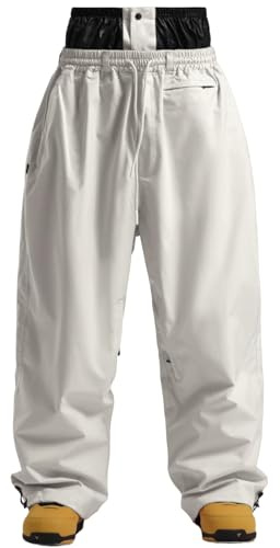 GSOU SNOW Herren Baggy Snowboardhose Oversize wasserdichte Skihose | 15K Wasserdicht,10K Atmungsaktiv,Winddicht Schneeschürze,Zugkordel Manschetten,Reißverschlusstaschen,Freeride
