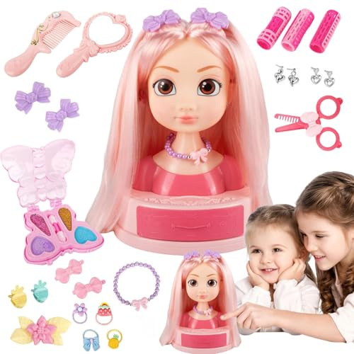 Haarstyling-Puppe – Schönheitssalon-Set für Mädchen, Make-up-Übungsset, interaktives Anziehspielzeug, pädagogisches Haarstyling-Spiel, tragbares Reiseset | Lustiges Spielzeug für Kinder zu Hause, im K