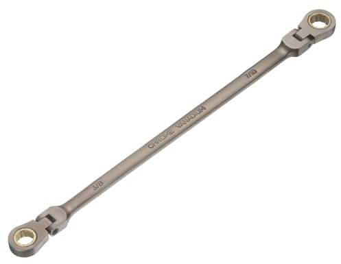 sourcing map Double Box End Wrench 3/8 x 7/16 Extra Long Flex Head 72-Tooth 12-Point Ratcheting Wrenches 180 Degree CR-V Steel for Garage Repair DIY, Black
