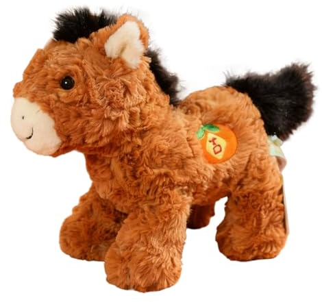 en peluche cheval de l'année, figurine en peluche équine du zodiaque 2026, jouet doux et confortable, peluche coursier lunaire , animal à collectionner horoscope chinois, figurine