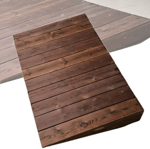 RTVGNSZSJL Holz Türschwellenrampe Tragbare Rollstuhlrampe 10/18/20/25/30cm rutschfeste Schwellenrampe Leichte Auffahrrampe Für Fahrrad Bürgersteig Roller(60x70x18cm/24x28x7in)