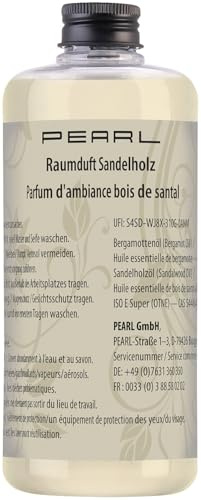 PEARL Duftflasche Raumduft: Raumduft-Nachfüllflasche, Sandelholz-Duft, 500 ml (Raumduftflasche Nachfüllset, Duftspender Nachfüllsets, Sauna)