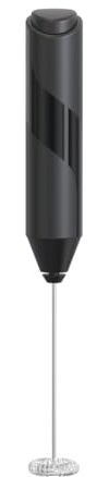Mousseur à Lait Électrique Sans Fil Portable, Fouet à Lait avec Tige en Acier Inoxydable, Noir