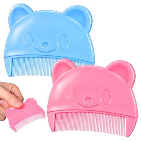 POPETPOP 2pcs Baby Fine Tooth Combs Cute Bear Shaped Plastic Hair Combs for Newborns and Toddlers with Comfortable Scalp Massage, Easy to Hold Design for Gentle Cradle Cap Grooming