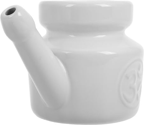 SHINYPASING Botella de Limpiador Nasal de Cerámica de Color Blanco 350 Ml para Lavado Nasal Profundo, Sistema Seguro y Reutilizable para Cuidado Sinusal, Adecuado para Yoga y Alergias