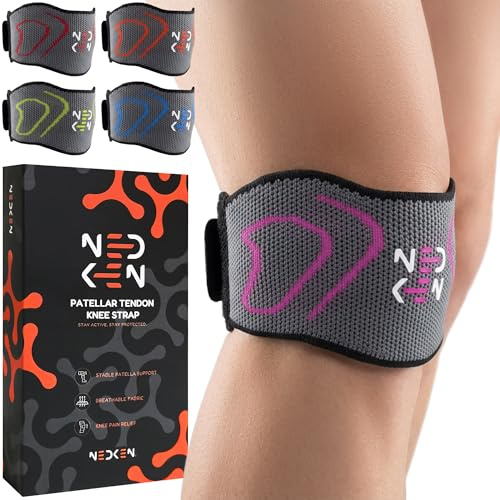 NeDKeN Cinta Rotuliana Rodilla – Rodillera Rotuliana Deportiva, Rodillera Para Menisco Y Ligamentos, Rodillera Para Condromalacia Rotuliana Y Artrosis De Rodilla, Rodilleras Crossfit Gym (Morado)