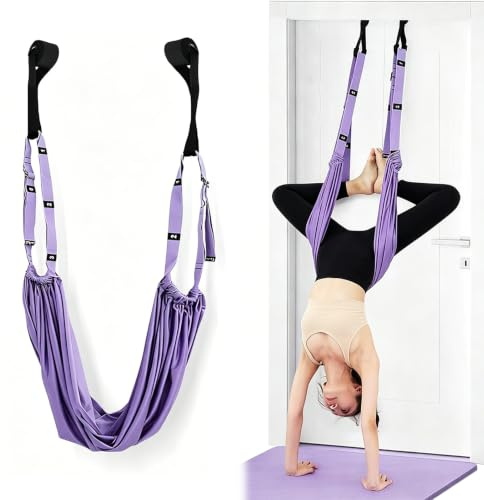Cryptisg Aerial Yogatuch, Yogagurte zum Dehnen, Yogagurte Beinstretcher | Stretching Band, Aerial Yoga Swing Air Fliegen für Stretching, Pilates, Ballett, Turnen und Flexibilitätstraining