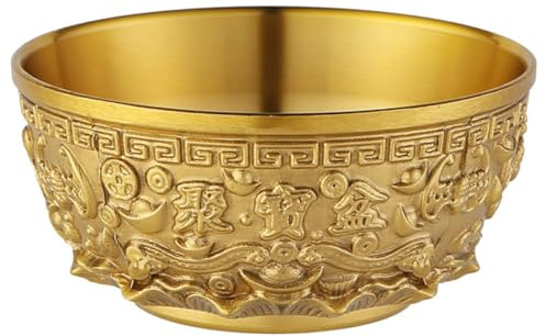 TOYANDONA Ciotola Effetto Decorativo in Ottone Dettagli Delicati e Stile Cinese per Arredamento Domestico e Regalo Raffinato