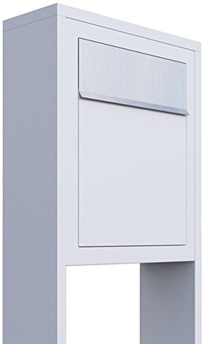 Standbriefkasten, Design Briefkasten Base Stand Weiß/Edelstahl