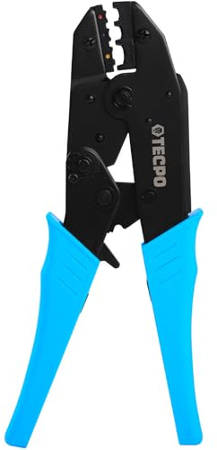 TECPO Kabelschuhzange mit Ratschenfunktion Crimpzange Quetsch Zange 0.5-6 mm² Kabelschuhe Presszange Zange für isolierte Verbinder