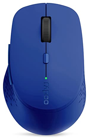 Rapoo M300 Silent kabellose Maus Wireless Mouse 1600 DPI Sensor 9 Monate Batterielaufzeit leise Tasten ergonomisch für Rechtshänder PC & Mac - blau