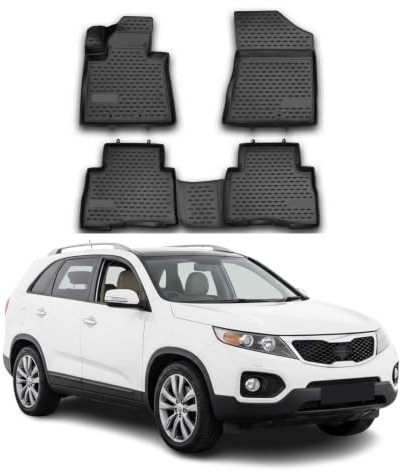 OMAC Fußmatten für Kia Sorento 2012-2015 TPE 4X Schwarz | Gummimatten, Automatten, Allwetter, fahrzeugspezifisches Produkt, Antirutsch, 3D-Passform, wasserdicht