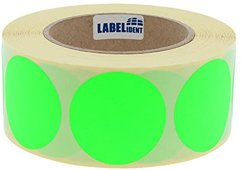 Markierungspunkte neongrün - Ø 50 mm - 1.000 bunte Klebepunkte auf 1 Rolle(n), 40 mm Kern, Papier, Inventuretiketten selbstklebend