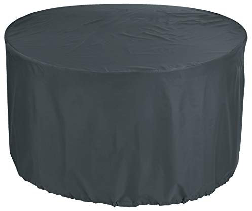 Kaufpirat Premium Abdeckplane Rund Ø 245x110 cm Essbank Sitzbank Holzbank Gartenmöbel Gartentisch Hülle Abdeckung Haube Schutzhülle Abdeckhaube 900 D, 500 g/m², 6.000 mm Wasserbeständigkeit Anthrazit