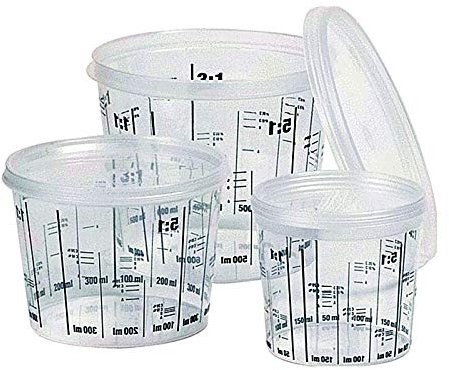 Lot de 10 tasses graduées en plastique, usage professionnel, conservation, peintures, pour carroserie, 0,750 l