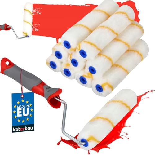 KOTARBAU® 10er Set Farbroller Gelbfaden 160 mm mit Gummigriff Pinsel Farbwalze Walzenbürste Rollerwalze Rollerpinsel für Anstricharbeiten und Renovierung