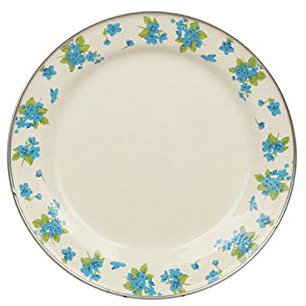 Disco de esmalte grueso de 2 piezas, plato de esmalte esmaltado, plato occidental, plato hondo, plato plano, plato multiusos-Pequeña orquídea 20CM